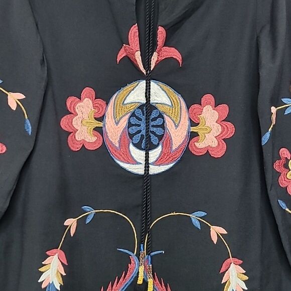 Zara Cotton Linen Embroidered Tunic Size Small - Picture 4 of 13